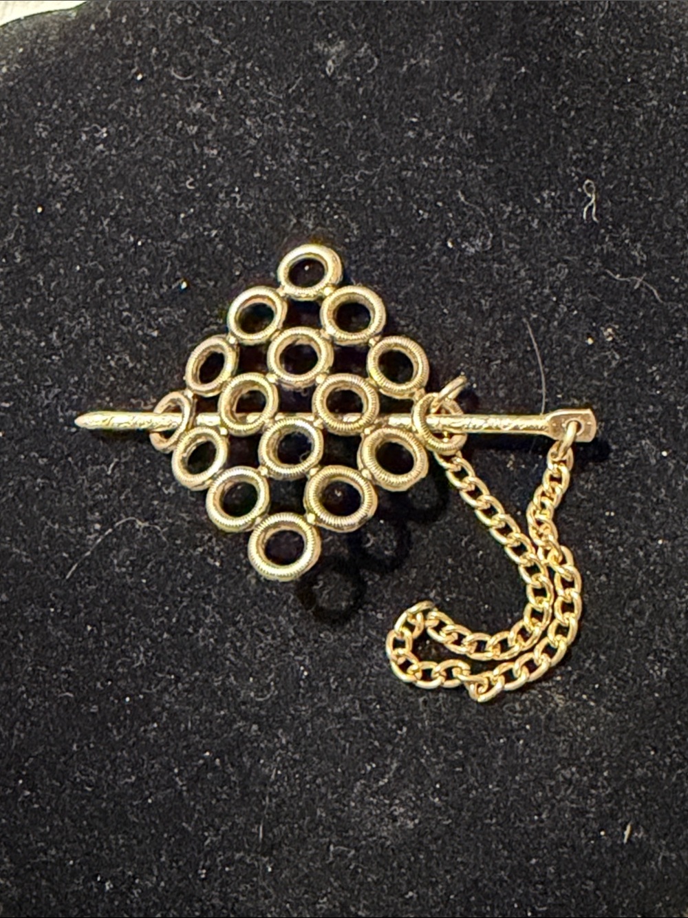Vintage Gold Geometric Scarf Slide Pin Chain